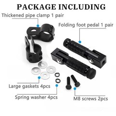 M8 Motorcycle Foot Pegs 90 Degree Foldable Footpegs CNC Anti-Skid Black