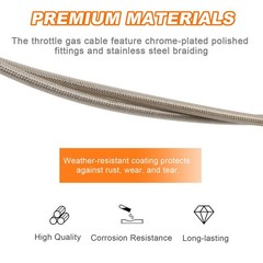 43″ Throttle Idle Cable Stainless Steel Braided Throttle Cable Wire Kit with …