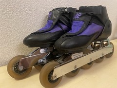K2 Extreme Speed Inline Skates Mens US 8 Black/Purple Mogema Frame