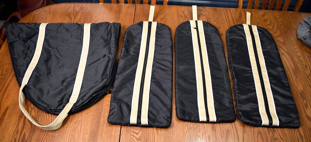 Dover, lot of 1 saddle bag + 3 bridle bags, black, cover $149.80