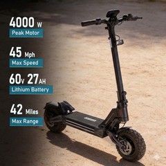 EOEOTWO Dual Motor Electric Scooter for Adults 45MPH 4000W 11»Off-Road Escooter