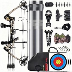 Lightweight Camouflage Right Handed Compound Bow – 320fps & Complete Accessories