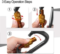 30KN D-Shape Aluminum Screw Locking Carabiner Climbing Rescue Caving Hook Buckle