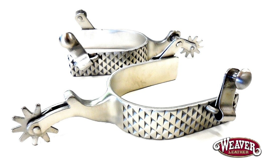 Men’s Rasp Spurs Brushed Stainless Steel Heavy Western Cowboy Spurs