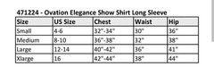 Ovation Elegance Grace Ladies Long Sleeve Show Shirt XS- Black And White NWT