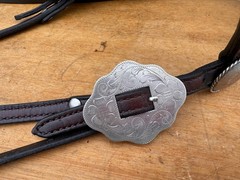 Vintage Mexico Silver Browband Western Horse Headstall ~ Dark Oil