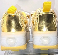 LED Light Up Roller Skate Shoes Glitter Gold Woowyet Size 12 Little Kid EUR 30