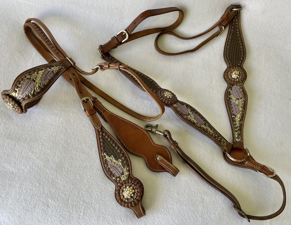 GORGEOUS Custom Crystal & Beaded Tack SET~HEADSTALL~BREAST COLLAR~HAND PAINTED