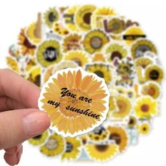 50-Pack Sunflower Stickers Cute Waterproof Sunflower Sticker laptop waterproof