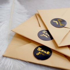 500 Black Gold 1.5″ Round Self Adhesive Thank You STICKERS DIY Crafts Labels