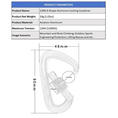 4 Pack 12KN Rock Climbing Locking Carabiner Clip Camping Spring Hook Heavy Duty