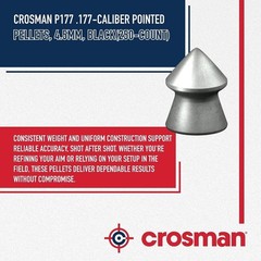 Crosman P177 .177-Caliber Pointed Pellets, 4.5mm, Black(250-Count)