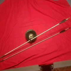 Vintage Fred Bear Archery Bowfishing Reel w/ 2 Bow Fishing Arrows
