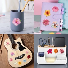 30Pcs Random PET Transparent Colorful Flower Natural Plants Floral Stickers