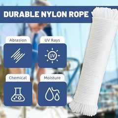 Strong 100 Ft White Nylon Rope – 1/8 Inch, Perfect for Crafts, Camping, and More