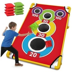Cornhole Board Set with 21+ Games, 8 Bean Bags – Arcade Style Corn Hole Games