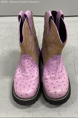 Roper Purple Tan Faux Ostrich Western Ankle Cowboy Boots Womens Size 6