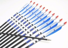 12Pcs 30″ Archery Blue Turkey Feathers Carbon Arrows Spine 500 For Bow Hunting
