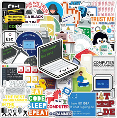 50PCS Programming Stickers.Vinyl Waterproof Stickers. Gifts for Teen Adults Prog