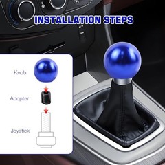 Round Ball Shift Knob, Aluminum Alloy Car Gear Shift Knob, Stick Shifter Blue
