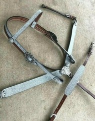 Bling! Western Saddle Horse Silver Glitter Bridle + Breast Collar + Wither Strap