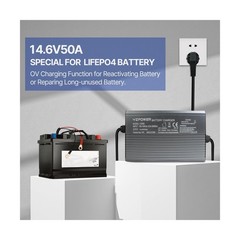 YZPOWER 14.6V 50A LifePO4 Battery Charger for RV Solar Bank Golf Cart Marine …