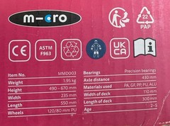 Micro Mini Deluxe Scooter Swiss-Designed, Pink Ages 2-5 NEW