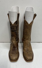 Justin Bent Rail BRL122 Distressed Brown Leather Square Toe Western Boots 9B