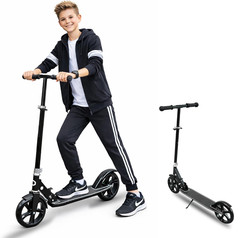 Foldable Kick Scooter 8″ Big Wheels Scooter work load 220LBS for Kids 6 up Teens