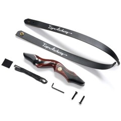 60″ Takedown Recurve Bow Left Hand 25-50lbs Wooden Riser Bow Outdoor Shooting