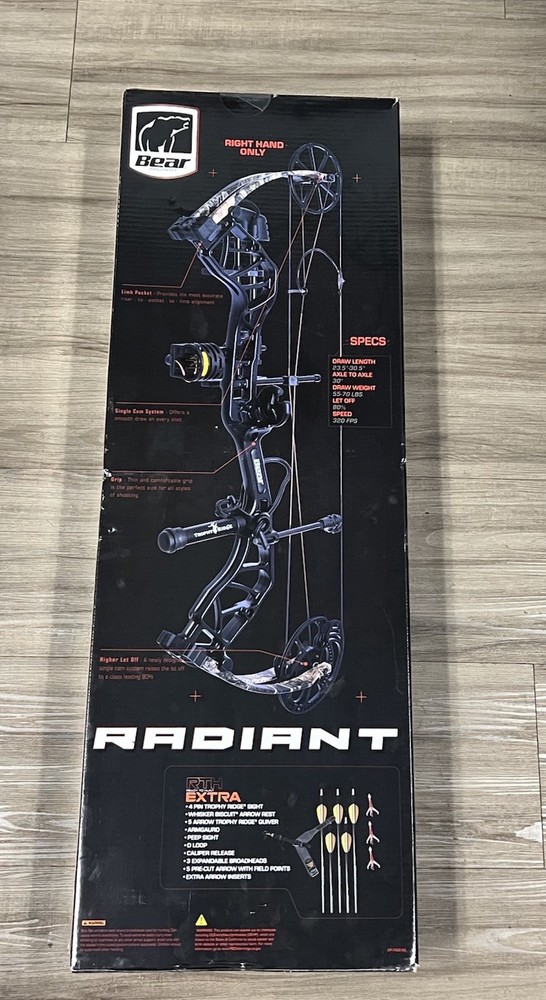 Bear Radiant Archery Bow RTH Extra 70# RH Mossy Oak DNA Camo AV45A1X0E7R