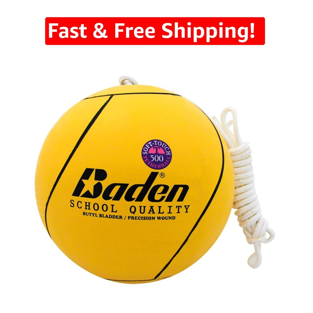 8-Inch Soft-Touch Tetherball Set for Youth – Includes Nylon Rope, Bright Yellow