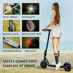 Electric Scooter – 350W Motor, 19MPH, 19-21 Miles Range, 8.5″ Tires, 21Miles