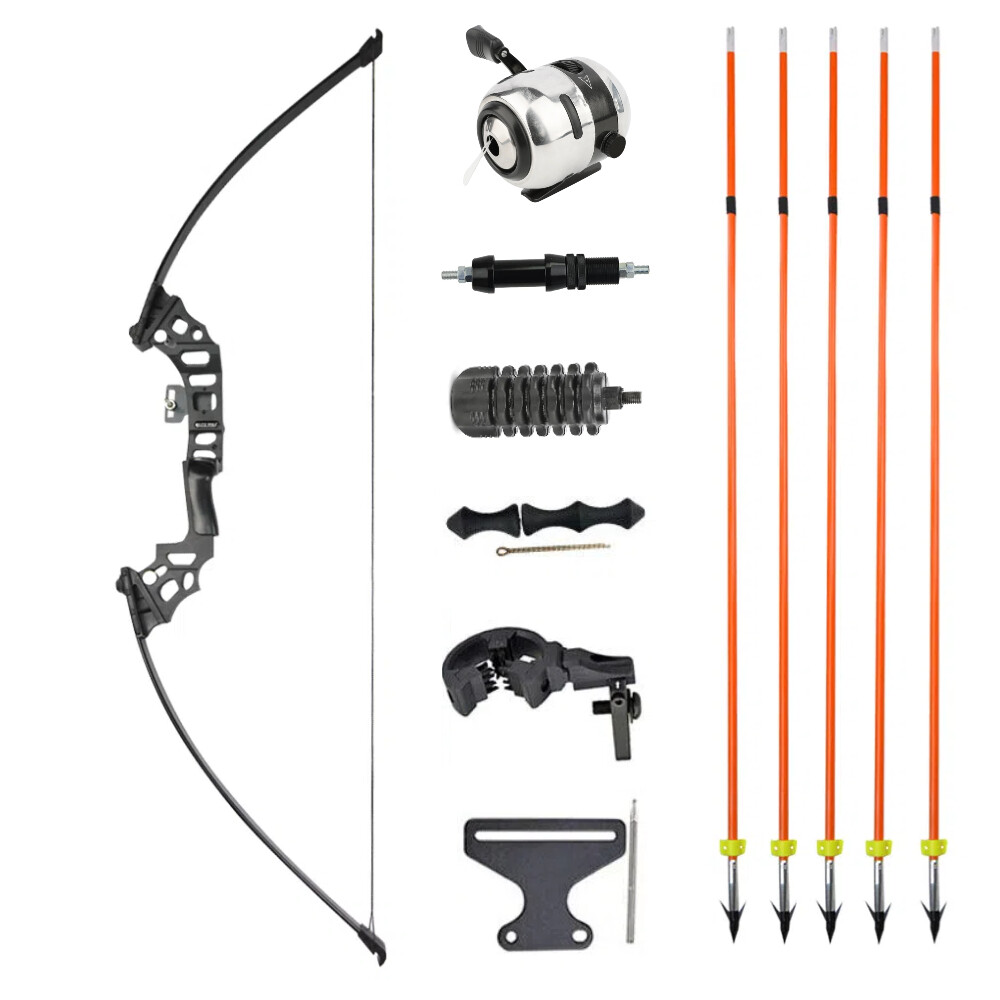 Archery Bowfishing Set 40Ibs Recurve Bow Solid Fiberglas Arrows Fishing Target