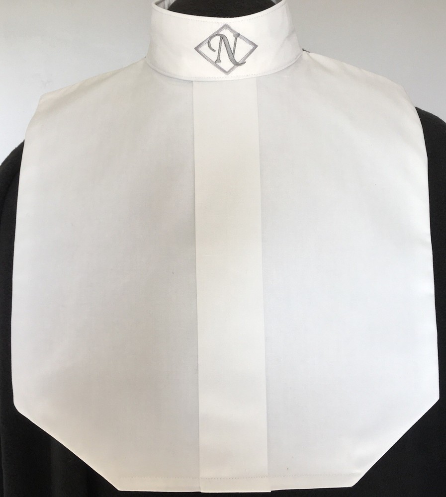 English Hunt Seat Ratcatcher White Show Bib Dickie With Personalized Collar