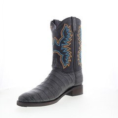 Dingo Gator DI-128 Mens Black Leather Slip On Cowboy Western Boots