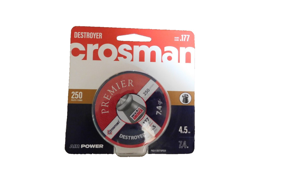CROSMAN Premier 250 Count DESTROYER 4.5mm .177 Caliber Pellets-7.4GR