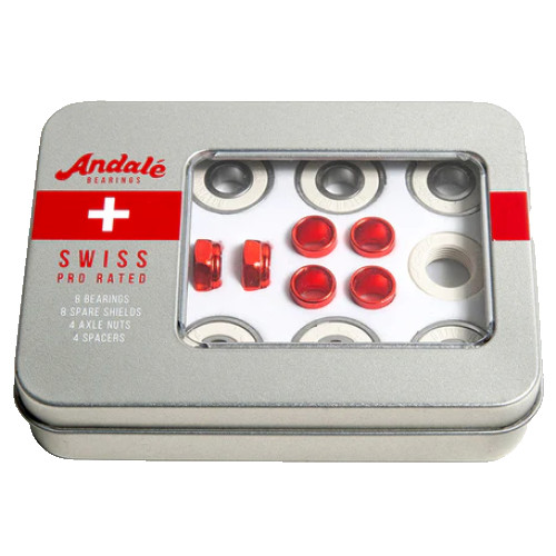 Andale Swiss Pro Rated Skateboard Longboard Bearings Kit Set/8 NEW w/Tin Box