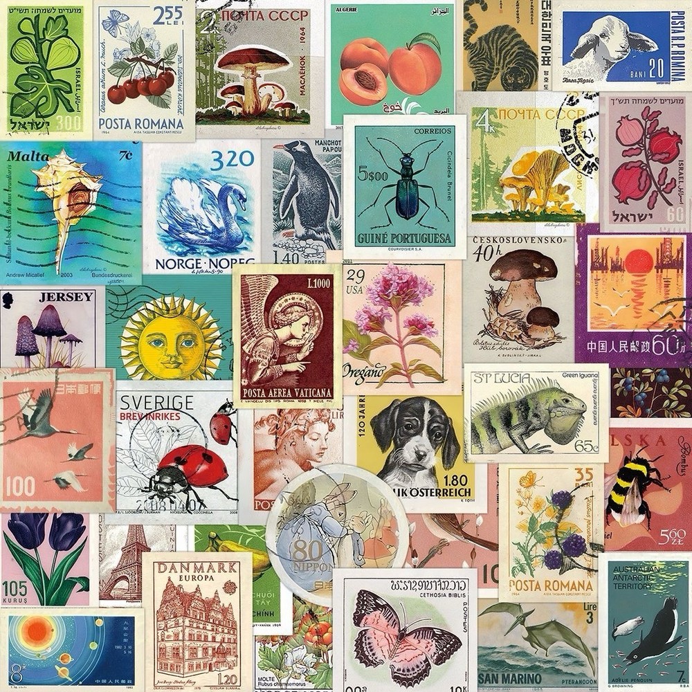 30Pcs Random Vintage Retro Old Looking Travel Postage Stamp Waterproof Stickers