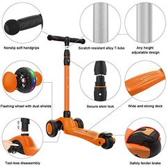 Kick Scooter B03, Lean ‘N Glide 3-Wheeled Push Scooter with Extra Wide Orange