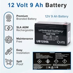 12 Volt Battery Pack for Razor Power Core E90 and E95 (9 Ah, with Harness)