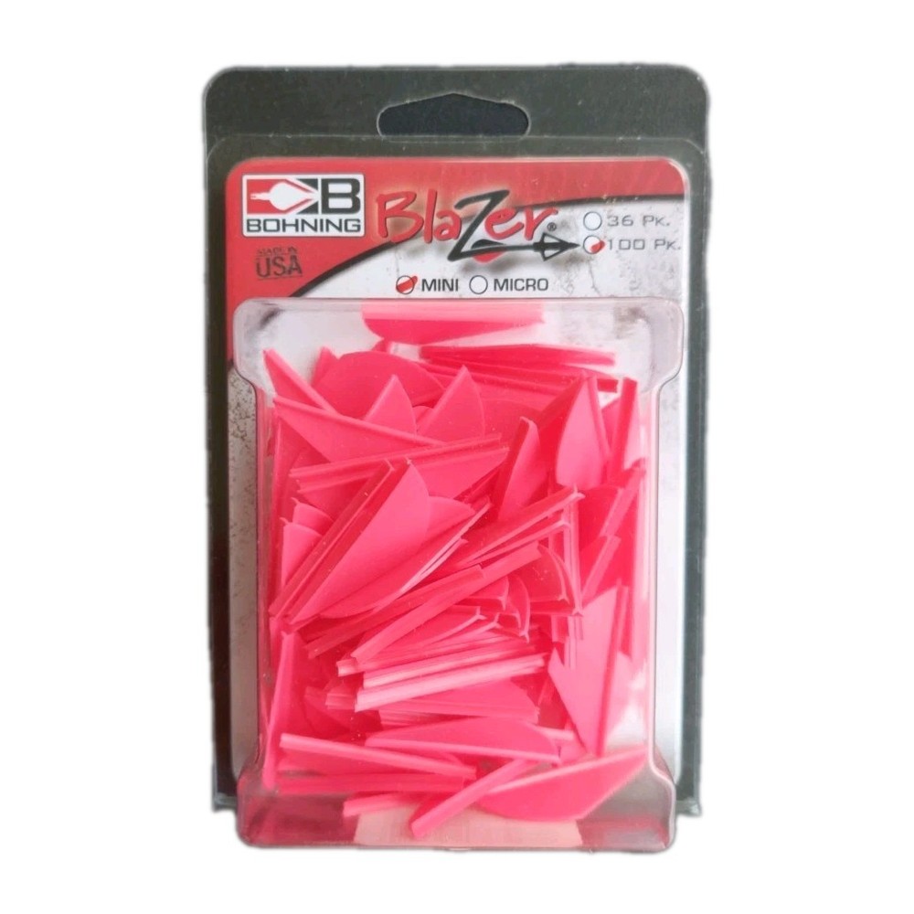 100 Pack Bohning Archery Blazer 1.5 Inch Mini Vanes: Hot Pink: NOS