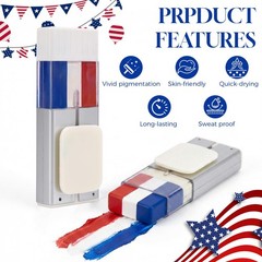 Red White Blue Face Paint Stick Patriotic Eye Black for 4th of July Sports Fans