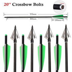 12Pcs 20Inch Crossbow Bolts Carbon Arrows /12Pcs Hunting Broadhead /Arrow Quiver