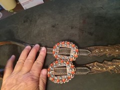 used leather headstall sliding ear feather bling