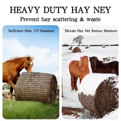 NizHome Large Round Bale Hay Net, Knotless Nets for Horses 4*4FT, black