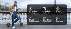 LADPED LP10 PRO Electric Scooter 500W 22MPH Folding Adult E Scooter APP