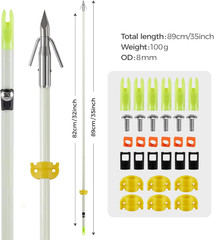 6 Pack 32 Inch Bowfishing Arrows with Broadheads and Safty Slides Bow Fishing Ar