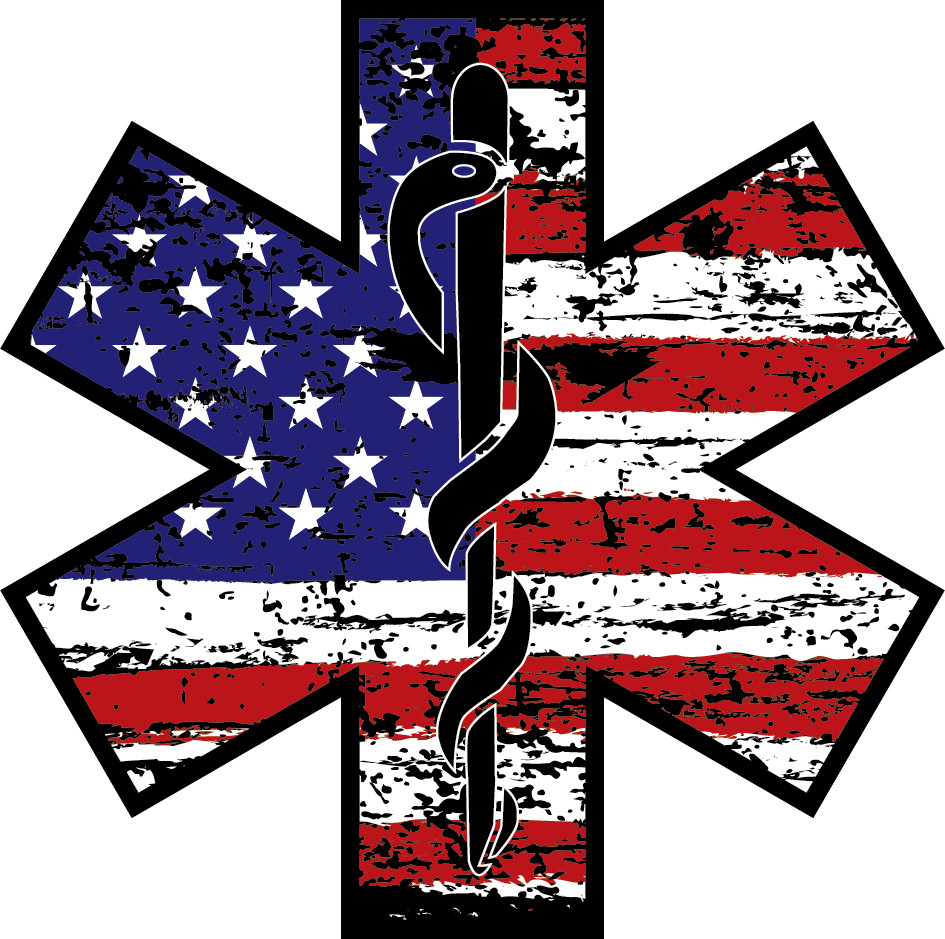 Patriotic Star of Life Sticker, EMS Sticker, Ambulance Sticker, Humor