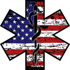 Patriotic Star of Life Sticker, EMS Sticker, Ambulance Sticker, Humor